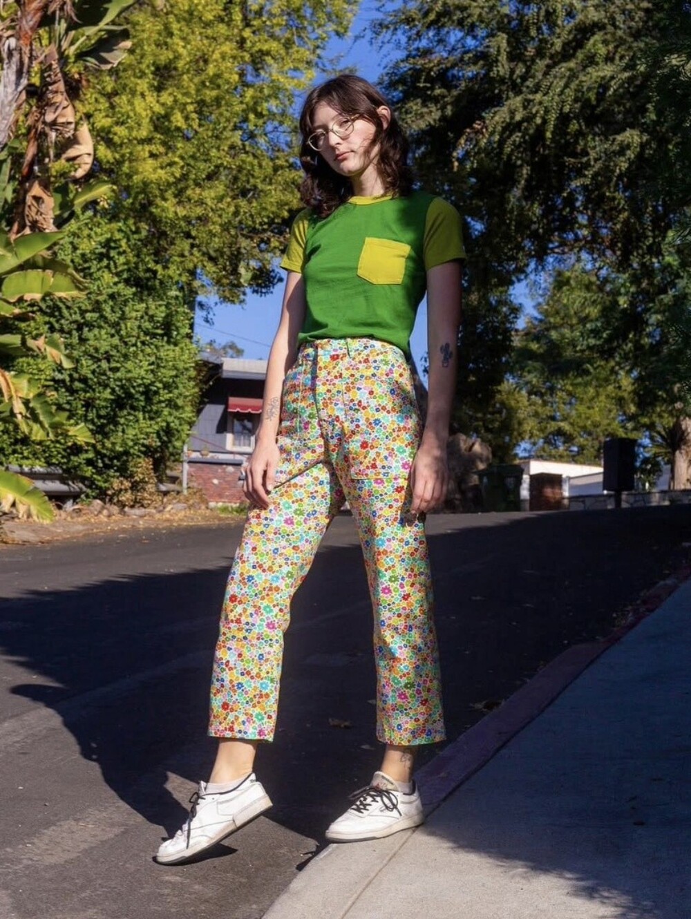 Big Bud Press sz L Rainbow Blossom Work Pants